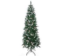 HomCom Árbol de Navidad artificial de nieve 180 cm – 508 ramas, 49 piñas, base plegable
