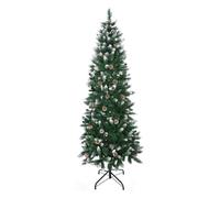 HomCom Árbol de Navidad artificial de nieve 180 cm – 508 ramas, 49 piñas, base plegable