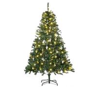 HOMCOM Árbol de Navidad Artificial Árbol de 180 cm con Luces Preinstaladas y Adornos Incluidos Ø112x180 cm Verde Aosom España