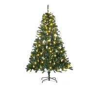 Homcom árbol de navidad con luces led árbol artificial 180 cm con 745 ramas bolas adornos y soporte de metal ø112x180 cm verde