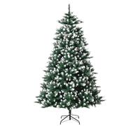 HOMCOM Árbol de Navidad Ramas con Soporte Metálico Árbol 210 cm Puntas Blancas Artificial de Navidad Realista para Interiores Verde Aosom España
