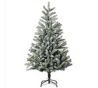 HOMCOM Árbol de Navidad Nevado Artificial 150 cm con 521 Ramas PVC y PE Base Plegable y Soporte de Metal Decoración Navideña para Interiores Ø90x150 cm Verde y Blanco