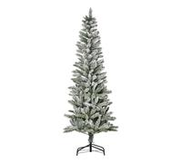 HOMCOM Árbol de Navidad Nevado Artificial 180 cm con 394 Ramas Ignífugas de PVC Apertura Automática Base Plegable y Soporte de Acero Decoración Interior Ø60x180 cm Verde y Blanco