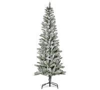 HOMCOM Árbol de Navidad Nevado Artificial 180 cm con 394 Ramas Ignífugas de PVC Apertura Automática Base Plegable y Soporte de Acero Decoración Interior Ø60x180 cm Verde y Blanco