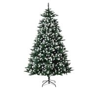 HOMCOM Árbol de Navidad Ramas con Soporte Metálico Árbol 210 cm Puntas Blancas Artificial de Navidad Realista para Interiores Verde Aosom España