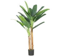 HOMCOM Árbol de Plátano Artificial 150 cm Planta Artificial Decorativa con Maceta y 2 Troncos para Hogar Oficina Salón Verde verde