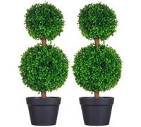 HOMCOM Árbol topiario de boj Artificial 23.6" con Maceta INT/ext | Set de 2, plantas de boj artificiales, decoración hogar/oficina, sala de estar