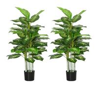 HOMCOM Árboles Artificiales de Perenne Decorativas Grandes 120 cm Verde | Pack de 2, Plantas Artificiales, para Hogar Oficina Dormitorio