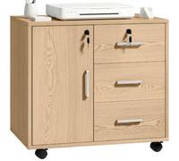 HOMCOM Archivador Cerrable con 3 Cajones 40x60x56 cm Marrón