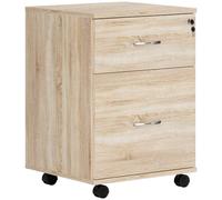 HOMCOM Archivador con Cierre, 2 cajones, Home Office, Roble Madera