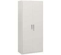 HOMCOM Archivador con Llave Estantes Ajustable Armario Archivador Metálico para Oficina Estudio Salón 80x40x180 cm Blanco