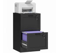HOMCOM Archivador de 2 cajones con cerradura y barras ajustables para | Oficina, archivador vertical, carpetas de archivos tamaño carta, soporte para impresora con almacenamiento