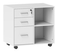 HOMCOM Archivador de Documentos de Oficina con 3 Cajones Ruedas Cerradura y Llaves 60x40x56 cm Blanco Aosom España