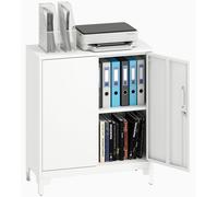 HOMCOM: Archivador de oficina, armario con cerradura, mueble multiusos de 2 niveles, color blanco