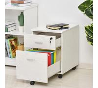HOMCOM Archivador Móvil A4 con Ruedas Gabinete de Archivos Suspendidos con 2 Cajones y Cerradura 40x44x54,6 cm Blanco
