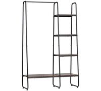 HOMCOM Armario Abierto de Madera Perchero de Ropa con 5 Estantes y Barra para Colgar para Dormitorio Salón 101x39x160 cm Marrón Rústico Aosom España