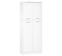 HOMCOM Armario Alto de 2 Puertas Mueble Auxiliar de Almacenaje Multifuncional con 5 Estantes y Baldas Ajustables 59x31x155 cm Blanco Aosom España