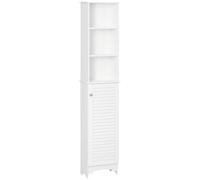 HOMCOM Armario Alto de Baño con 1 Puerta 3 Estantes 34x20x165 cm Blanco