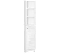 HOMCOM Armario Alto de Baño con 1 Puerta 3 Estantes Balda Ajustable 34x20x165 cm White