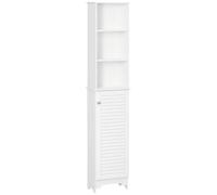 HOMCOM Armario Alto de Baño con 1 Puerta 3 Estantes Balda Ajustable 34x20x165 cm White