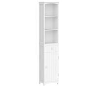 HOMCOM Armario Alto de Baño Estrecho 1 Cajón Moderno 34x24x170 cm Blanco
