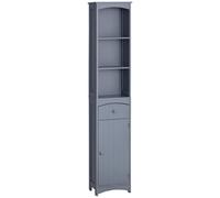 HOMCOM Armario Alto de Baño Estrecho con 1 Cajón y 3 Estantes Abiertos Estilo Moderno 34x24x170 cm Gris Gris oscuro