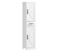 Homcom armario alto de baño estrecho con 2 puertas 1 cajón y 2 estantes ajustables columna de baño estilo rústico para salón aseo cocina 40x30x170 cm blanco 30 cm