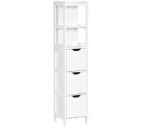 HOMCOM Armario Alto de Baño Estrecho con 3 Cajones 30x30x141,6 cm Blanco