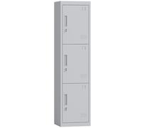 HOMCOM Armario Archivador 3 Puertas en Acero - Cerradura Independiente y Ventilación, 45 x 38 x 180 cm (Gris Claro) Aosom España