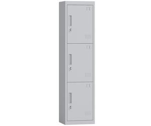 HOMCOM Armario Archivador 3 Puertas en Acero - Cerradura Independiente y Ventilación, 45 x 38 x 180 cm (Gris Claro) Aosom España