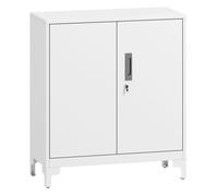 Homcom armario archivador metálico armario de oficina con 2 puertas cerradura estante fácil montaje archivador para oficina estudio garaje sala de estar 80x35x91 cm blanco