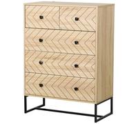 HOMCOM Cajonera 5 cajones Madera 80x39,5x110 cm Mesilla de noche/Oficina