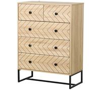 HOMCOM Armario Auxiliar con 5 Cajones Cómoda Mesilla de Noche Organizador de Almacenaje para Oficina en Madera 80x39.5x110cm Aosom España