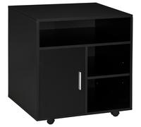 HOMCOM Armario Auxiliar con Ruedas para Oficina Mueble Multifuncional Estantes Espacio de Almacenaje Amplio Negro 60x50x65,5cm Aosom España