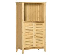 HOMCOM Armario Auxiliar de Baño de Bambú con 2 Puertas 50x25,5x92 cm Natural