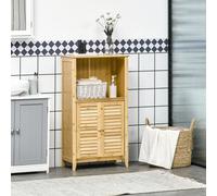 HOMCOM Armario Auxiliar de Baño de Bambú con 2 Puertas 50x25,5x92 cm Natural