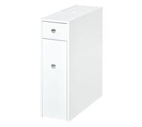 Homcom armario auxiliar de baño mueble de baño estrecho con 2 cajones y compartimiento superior con tapa para lavabo ducha 17x48x58 cm blanco