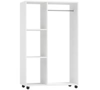 HOMCOM Armario con Ruedas y Barra para Ropa 80x40x128 cm Estantes de Almacenaje Blanco Ideal para Organización de Vestuario Aosom España