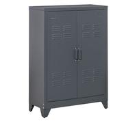 HOMCOM Armario Metálico de Almacenamiento con Doble Puerta de Bisagras y 2 Baldas para Oficina Salón Dormitorio 75x33x110 cm Gris Aosom España