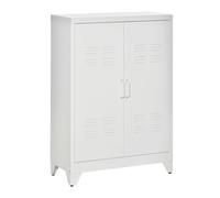 HOMCOM Armario de Almacenamiento Aparador de Metal con Doble Puerta Cierre Magnético y 2 Estantes Ajustables para Oficina Salón Dormitorio 75x33x110 cm Blanco
