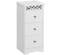 HOMCOM Armario de Almacenamiento con 3 Cajones 29,8x29,8x68,5 cm Blanca