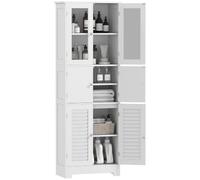 HOMCOM Armario de Baño Alto 6 Puertas Antivuelco 60x30x170,5 cm Blanco
