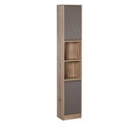 HOMCOM Armario Alto para Baño Columna de Baño con 2 Puertas y 2 Estantes Abiertos Auxiliar de Almacenaje para Salón Recibidor