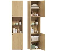 HOMCOM Armario de Baño Alto de 6 Niveles con 2 Puertas 40x31x182 cm Roble Roble