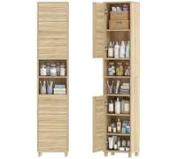HOMCOM Armario de Baño Alto para Espacios Pequeños 34x23x170 cm Natural
