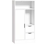 HOMCOM Armario de Baño con 2 Cajones Compartimento Abierto y Estantes Ajustables para Espacio Pequeño 50x25x100 cm Blanco Aosom España