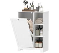 HOMCOM Armario de Baño con Cesto Ropa Sucia 60x38x86 cm Blanco