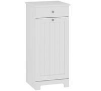 HOMCOM Armario de Baño con Cesto Ropa Sucia Abatible Mueble Ropa Sucia con Bolsa de Tela Plegable y Cajón Blanco 40x38x90 cm
