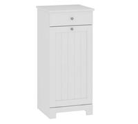 Homcom armario de baño con cesto ropa sucia abatible, mueble ropa sucia con bolsa de tela plegable y cajón, ideal para lavandería, blanco, 40x38x90 cm