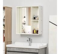 HOMCOM Armario de Baño con Espejo Mueble para Baño 63x15x65 cm Blanco